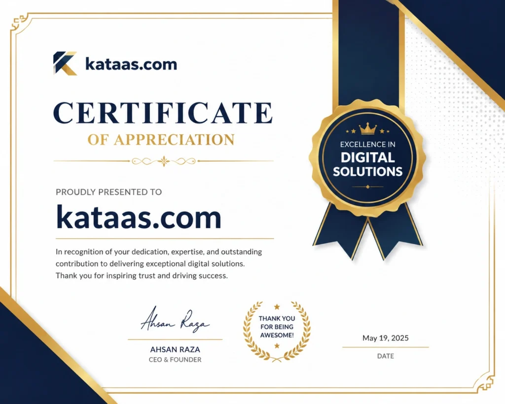 Kataas Appreciation Certificate